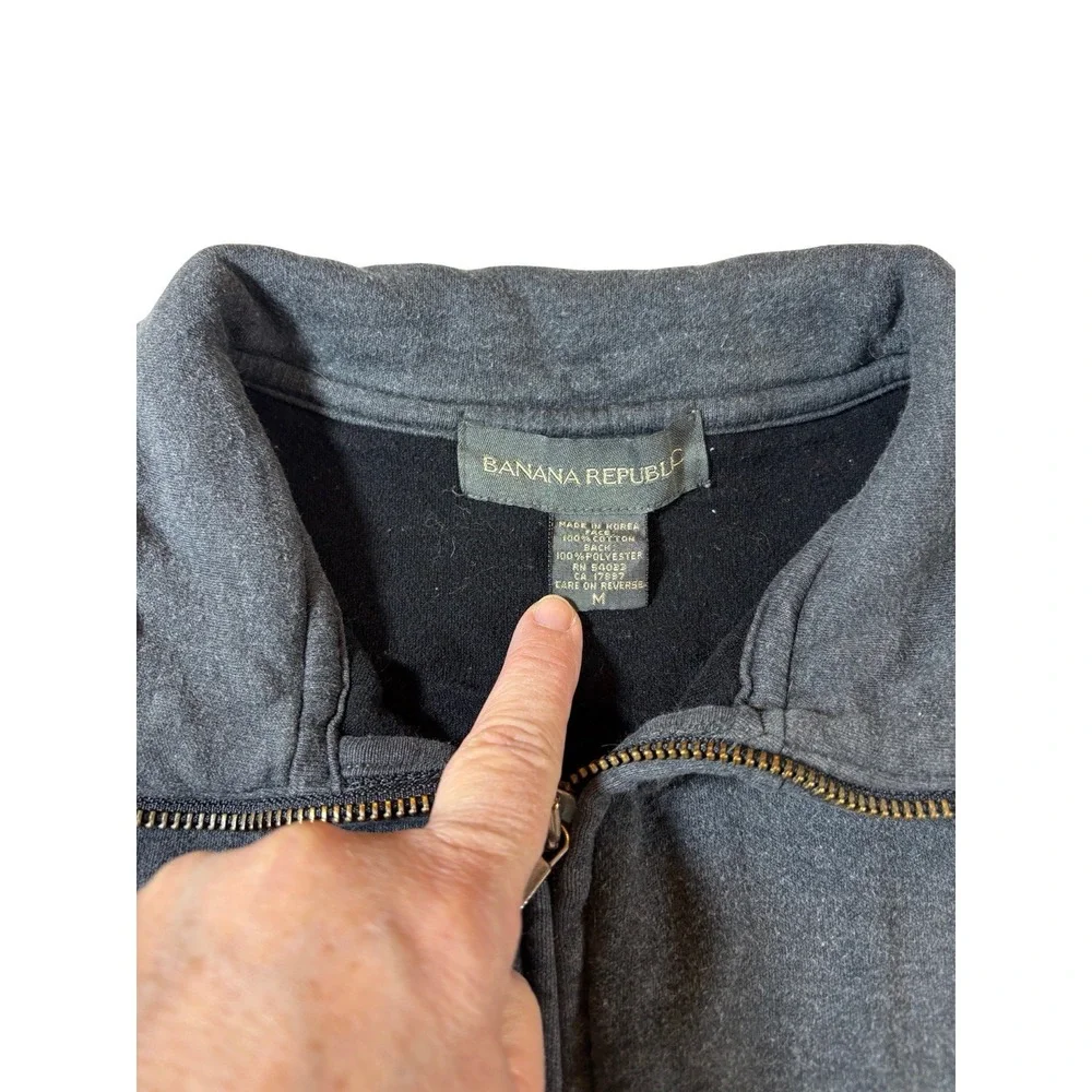 Men's Banana Republic Dark Gray Zipper Vest Size‎ Medium Sleeveless 100% Cotton